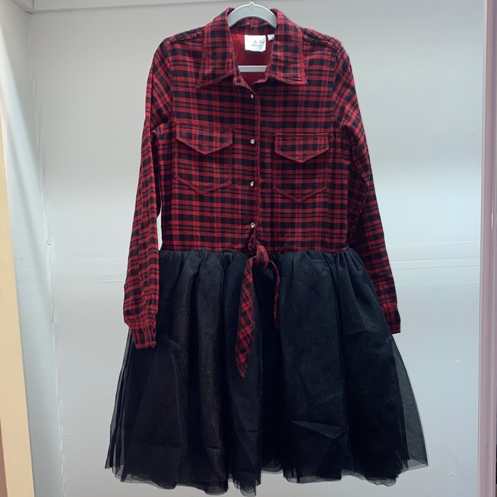 Ooh! La, La! Couture Red Plaid and Black Tulle Dress